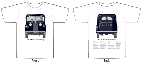 Austin 10 Cambridge 1937-39 T-shirt Front & Back